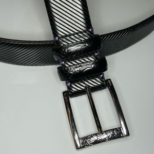 Robert Graham Black leather belt sz 36